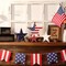 4th of July Decorations, 4pcs July 4th Patriotic Tiered Tray Decor Wooden Star Sign, Vintage Star Shaped Wood Blocks, Rustic American Memorial Day Table Decor for Independence Day Home Décor